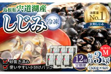 【全12回定期便】食べる分だけさっと使える！宍道湖産 冷凍大和しじみ (M)500g×6袋 島根県松江市/平野缶詰有限会社 [ALBZ035]｜しじみ シジミ 蜆 しじみ汁 味噌汁 みそ汁 宍道湖 しんじ湖 砂抜き 砂出し
