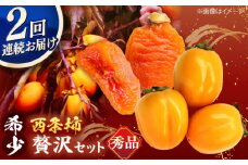 【先行予約】【全2回定期便】柿の贅沢セット！ 合わせ柿6玉 プレミアム干し柿SHUKU  L玉以上4玉   島根県松江市/マルカミ農縁株式会社 [ALCM017]｜柿 西条柿 干し柿 高級 プレミアム デザート セット 島根 松江 おすすめ 人気