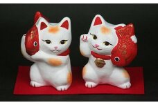 招き猫セット 土人形 人形 招き猫 セット 縁起物 記念品 インテリア 贈り物 【013_1521】