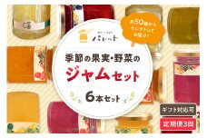 【定期便年3回】山陰浜田地方の果実、野菜のジャム6本詰め合わせ 果実 野菜 ジャム セット 詰め合わせ 手作り ギフト 贈り物 パンのお供 定期便 定期 3回 【018_1688】