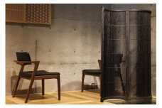 組子細工 衝立 「波」 2連 （栗・鉄水仕上げ） 組子細工 組子 パーティション 工芸品 伝統工芸 木製 【031_1982】