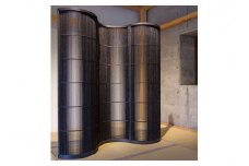 組子細工 衝立 「波」 3連 （栗・鉄水仕上げ） 組子細工 組子 パーティション 工芸品 伝統工芸 木製 【031_1983】
