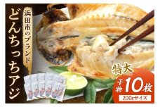 浜田市のブランド「どんちっちアジ」干物特大（200gサイズ）10枚個包装 魚介類 干物 干もの 開き あじ 厳選 海鮮 セット 個包装 【019_1951】