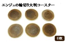 エンジュの輪切り大判コースター　6枚