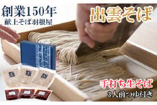 創業１５０年 献上そば羽根屋 手打ち生そば(3人前)そばつゆ付き(冷凍）