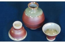 雪舟焼　酒器（サビ）【おしゃれ 酒器セット 手作り雪舟焼 酒器 徳利1本 盃2個 セット 陶器 ギフト プレゼント 贈り物 贈答】