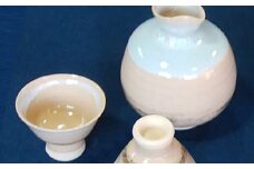 雪舟焼　酒器（透明）【徳利 1本 盃 2個 雪舟焼 酒器 おしゃれ 片口型 手作り 陶器 お酒 酒器セット ギフト プレゼント 贈り物 贈答 】