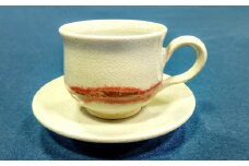 雪舟焼 コーヒーカップ＆ソーサー（雲模様赤色）【和陶器 陶器 雪舟焼 コーヒーカップ ソーサー コップ 受け皿 ギフト プレゼント 贈答 贈り物】