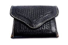 牛革ハンドメイド 小銭入れ（黒）【ハンドメイド 小銭入れ バスケットスタンド マジック磁石 革 天然素材 高級感 経年変化 牛革 男性 女性 メンズ レディース ギフト プレゼント 贈答 贈り物 コインケース 財布 小銭ケース】