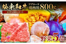 バーベキューセット (松永和牛焼肉用800ｇ・野菜5品）【松永和牛 800g 焼肉用 野菜 5品 焼肉 リブロース 農家厳選 やさい おまかせ お楽しみ 贅沢 詰め合わせ セット バーベキュー アウトドア キャンプ ギフト 贈り物】