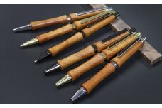 ハンドメイドシャープペンシル＆ボールペン（ノック式）ケヤキ 2本セット【シャープペンシル ボールポイントペン 手作り 木 木材 世界でひとつ 個性 天然 木目 ゴールド クローム ガンメタ ギフト プレゼント お祝い】