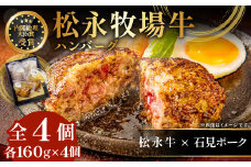 松永牧場牛入り ハンバーグ　160g×4個【ハンバーグ レンチン 湯せん はんばーぐ まつなが牛 石見ポーク 合挽 デミグラス デミグラスソース 冷凍 簡単 調理 調理済み 湯煎 レンジ 簡単調理 冷凍食品 牛 豚 惣菜】
