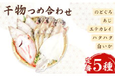 定番の干物５種詰合せセット【干物セット 人気 ノドグロ アジ エテカレイ ハタハタ 白いか のどぐろ 鯵 鰈 鰰 白イカ 島根県産 島根県沖 一夜干し 干物 ひもの 魚 高級魚 贈答 ギフト お取り寄せグルメ お中元】