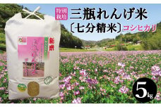 〈七分精米〉特別栽培 三瓶れんげ米 コシヒカリ 5kg【令和6年産 先行予約 こしひかり お米 5kg 2024年産 特別栽培米 七分精米 1等米 無化学窒素肥料 減農薬米】