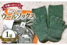 ひつじ飼いが作る ごほんゆびウールソックス Mサイズ(グリーン)【ウール ソックス 5本指 靴下 Mサイズ グリーン 緑色 深緑 レディース メンズ 男女兼用 島根県 大田市】