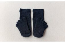 ひつじ飼いが作る ごほんゆびウールソックス Lサイズ(ネイビー)【ウール ソックス 5本指 靴下 Lサイズ ネイビー 紺色 レディース メンズ 男女兼用 島根県 大田市】