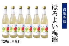 ほろよい梅酒6本セット【瓶 南高梅 ロック 水割り 宅飲み 家飲み お酒 アルコール 日本酒 純米酒 梅酒 青砥酒造 梅 酸味 甘み 食前酒 料理 食事 砂糖不使用 美味しい ギフト 贈り物 プレゼント ご自宅用 オススメ こだわり 低温熟成 島根県 安来市】