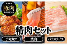 まる姫ポーク 精肉セット（ローステキカツ150g×3枚・肩ロース焼肉300g・バラスライス300g）【AK-1】｜送料無料 国産 まる姫ポーク 豚肉 ぶた肉 ぶたにく 肉  精肉  ロースカツ 豚バラ 肩ロース 焼肉 やきにく BBQ バーベキュー 小分け パック 江津市 ｜