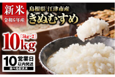 ≪1月配送≫【配送月が選べる】R6産 邑智郡産 きぬむすめ 5kg × 2【合計10kg】【FY-1_1】｜新米 白米 島根県 江津市産 お米 精米 こめ おこめ 米 10キロ 5キロ 小分け 使いやすい 美味しい｜