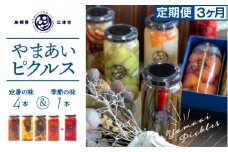 【定期便3回】やまあいピクルス 定番4本＋季節1本(おまかせ)×3回分【YP-4】｜送料無料 ピクルス ぴくるす 野菜 やさい 果物 くだもの フルーツ 旬 果物 野菜果物 ドレッシング ビネガードリンク ごぼう きゅうり ミニトマト 健康 常温保存 詰め合わせ 定期便｜