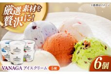 ご褒美アイスにぴったり！VANAGA 5種類のアイスクリーム6個入 アイス バニラ ストロベリー 抹茶あずき ビターチョコ ブルーベリー デザート スイーツ ギフト 贈答 島根県雲南市/木次乳業有限会社 [AIBH002]