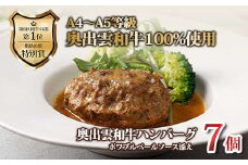 奥出雲和牛のプレミアムハンバーグ ポワブルベールソース添え（7個）セット【生産数が少ない 希少  幻の黒毛和牛 国産 島根県 産品質管理 牛肉 肉 にく 黒毛和牛 おすすめ 人気 料理 お中元 お歳暮 ギフト 贈答用 パーティー 記念日 ご家庭用】