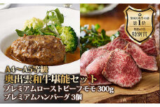 奥出雲和牛のプレミアムローストビーフとハンバーグ（3個）のセット【生産数が少ない 希少  幻の黒毛和牛 国産 島根県 産品質管理 牛肉 肉 にく 黒毛和牛 おすすめ 人気 料理 お中元 お歳暮 ギフト 贈答用 パーティー 記念日 ご家庭用】