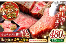 サステナブル和牛 熟 稀少部位ステーキ用（ロース/バラ/モモ/カタ） 120ｇ×4枚  | サステナブル和牛 和牛 牛肉 肉 にく 島根県雲南市/株式会社熟豊ファーム [AIAT012]