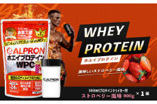 ホエイプロテイン ストロベリー風味 900g＆シェイカーセット【ALPRON ホエイ プロテイン ストロベリー 900g シェイカー 1個 アルプロン 島根県産 雲南市産 ホエイ ＷＰＣ  加工食品 プロテイン 健康食品 美容 ダイエット体づくり 筋トレ パフォーマンスアップ 国産 砂糖不使用 保存料不使用 増粘剤不使用】