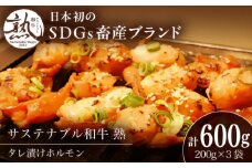 サステナブル和牛 熟 タレ漬けホルモン3P 200g×3袋 計600g | 牛肉 和牛 黒毛和牛 熟成 タレ漬け セット 冷凍 小分け バーベキュー 国産 島根県雲南市/株式会社熟豊ファーム [AIAT004]