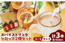 希釈用スパイスドリンクシロップ クラフトコーラ チャイ 100ml×3本セット 手作り ジュース ソフトドリンク 飲料 無添加 健康 島根県雲南市/出雲SPICE LAB. [AIAD007]