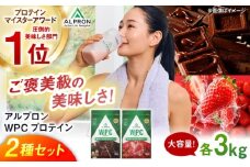 【ふるさと納税限定】ALPRON WPC プロテイン 2種セット(ダブルリッチチョコレート風味・フレッシュストロベリー風味)各3kg 計6kg 大容量 筋トレ 健康 島根県雲南市/株式会社アルプロン [AIAL115]