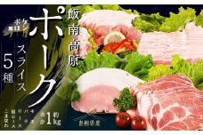 飯南高原ポークお試し5種セット　【 国産 島根県産 豚肉  鍋 バーベキュー BBQ 冷凍 個包装 小分け 真空パック 豚ロース 豚ばら 豚肩ロース 豚もも 豚こま 切落し スライス 便利 人気 セット 詰め合わせ 1kg】Ａ-75