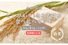 150267【令和7年産／お米定期便／3ヵ月】しまね川本 コシヒカリきぬむすめ 食べ比べセット各5kg（計30kg）