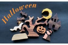 天然木の自然な色と風合いを生かしたハロウィン用オブジェ【1348385】