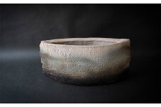 ＜日展入選作家作＞自然な亀裂模様が表情豊かな「裂華紋横長花器」A【1352162】
