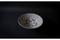 ＜作家もの＞印花紋と繊細な描線が美しい暮らしを彩る「三島手平茶碗」A【1352255】