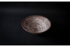 ＜作家もの＞印花紋と繊細な描線が美しい暮らしを彩る「三島手平茶碗」B【1352257】