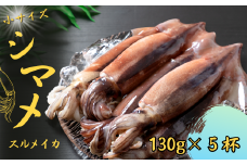 【朝どれシマメ 小サイズ丸ごと5杯セット】130g×5杯  いか イカ スルメイカ 朝どれシマメ