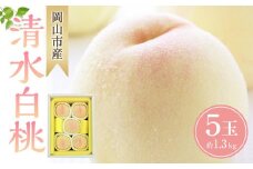 桃 2025年 先行予約 清水 白桃 5玉 合計約1.3kg もも モモ 岡山市産 国産 フルーツ 果物 ギフト