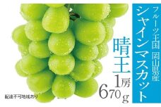 ぶどう 2025年 先行予約 シャイン マスカット 晴王 1房 約670g | 晴れの国 おかやま 岡山県産 フルーツ王国 果物王国