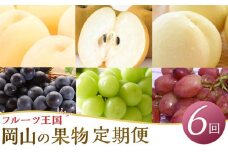 定期 2025年  フルーツ 王国 岡山の果物 定期便 6回コース 桃 ぶどう 梨 岡山県産 国産 果物 ギフト