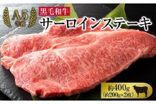 A5等級 黒毛 和牛 サーロインステーキ 約400g（約200g×2枚）岡山県産
