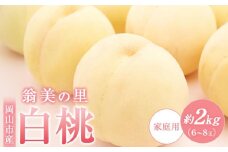 2025年 先行予約 岡山市産 白桃 ご家庭用 約2kg（6～8玉）翁美の里＜2025年7月～8月上旬発送＞