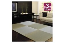 【国産】特上 置き畳 6枚セット 畳 琉球畳 ユニット畳 い草 約82×82cm×厚み1.6cm 縁なし畳 半畳 日本製 天然素材 たたみ フローリング【離宮/6枚】