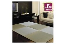 【国産】特上 置き畳 12枚セット 畳 琉球畳 ユニット畳 い草 約82×82cm×厚み1.6cm 縁なし畳 半畳 日本製 天然素材 たたみ フローリング【離宮/12枚】