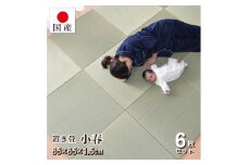【国産】置き畳 6枚セット 畳 琉球畳 ユニット畳 い草 約65×65×1.5cm厚 イ草 縁なし 日本製 コンパクト【小春/6枚】