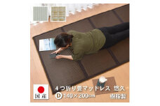 【国産】畳 マットレス【ダブル／ブラウン】約140×200cm 厚み:約1.3cm（最厚部）置き畳 ユニット畳 4つ折れ 樹脂製 カビ対策 底冷え対策 オールシーズン 新生活 水拭きOK たためる【悠久Ｄ】