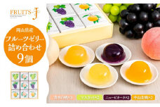岡山県産フルーツゼリー（清水白桃、マスカット、ニューピオーネ、中山金桃）詰合せ 9個入り