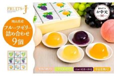 【お中元用】岡山県産フルーツゼリー（清水白桃、マスカット、ニューピオーネ、中山金桃）詰合せ 9個入り